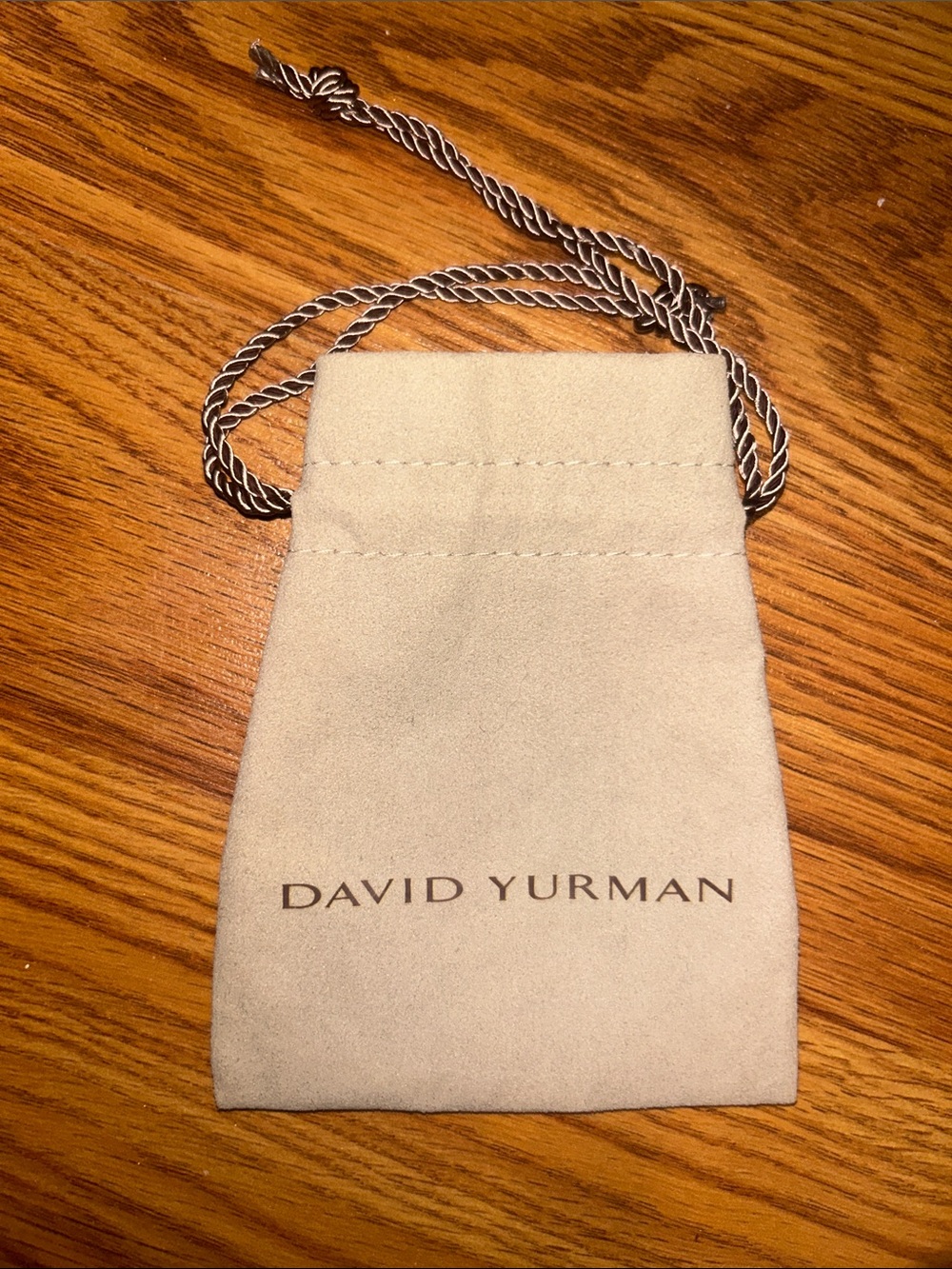 David Yurman Cream Suede Drawstring Pouch with Twisted Cord